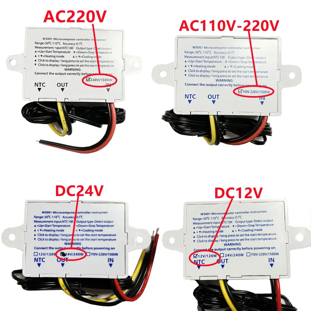 W3001 Digital Control Temperature Microcomputer Thermostat Switch Thermometer New Thermoregulator 12/24/220V