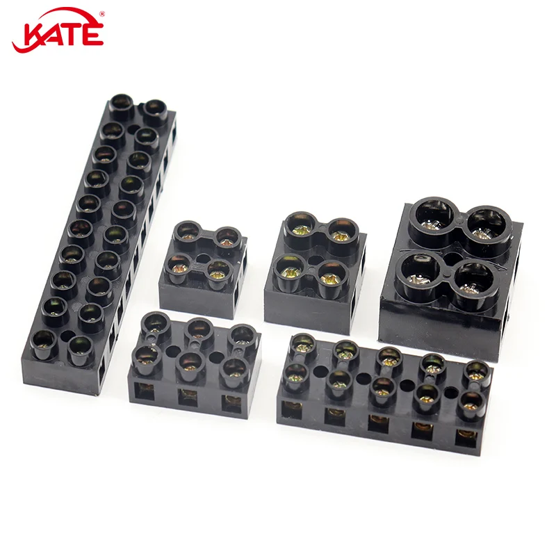 Terminal Block JX5 Wiring Connector 2/3/5/10 Holes 500V 10A 20A 60A Screw Docking Terminal Electrical Connector Brass 20-6 AWG