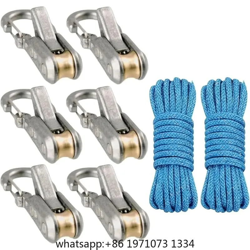Rope Roller 6 Pack, Stainless Steel Cord Tightening Tool with Roller Cam Buckle for Paracord, Camping Tent Lines, Outdoor Gear