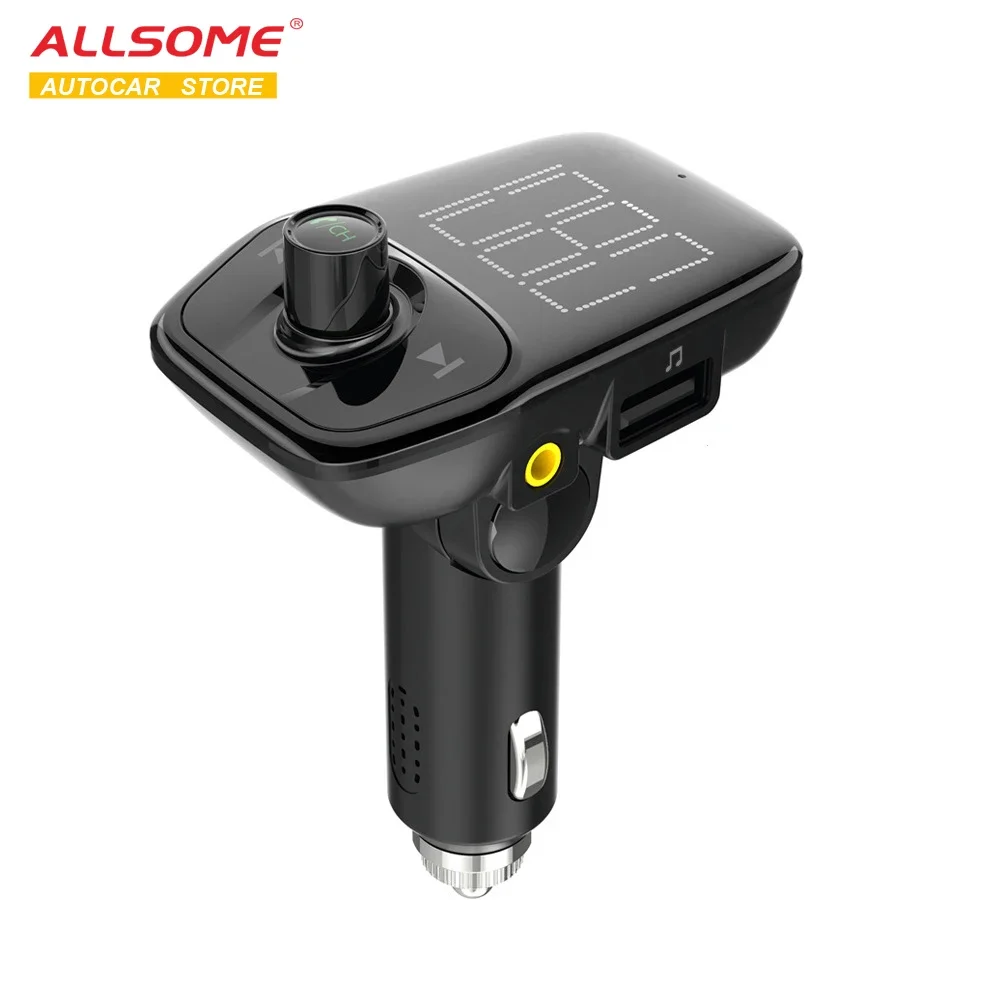 

ALLSOME 5V FM Transmitter AUX Modulator Bluetooth 4.2 Wireless Car Radio Adapter Handsfree Car Kit Charger TF USB MP3 Player