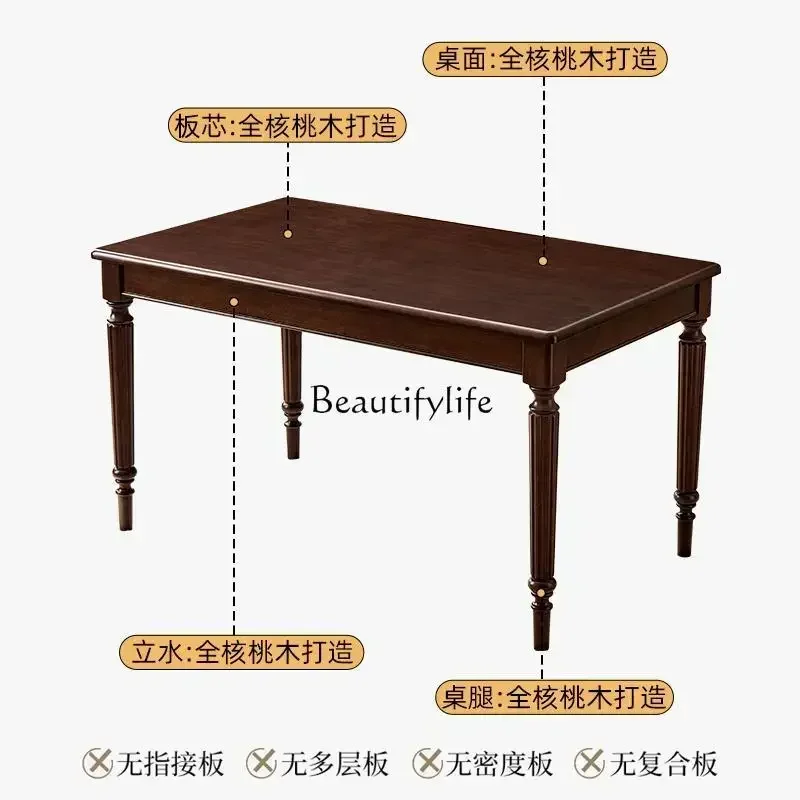 NEW Retro style dining table full solid wood French medieval solid wood rectangular household table and chair combination