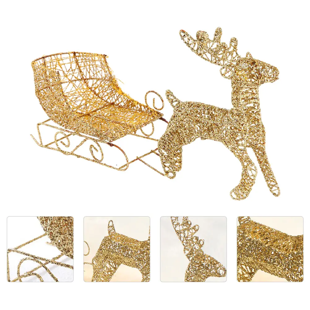 

1pc Christmas Decoration Ornament Golden Creative Pulling Desktop Decor Festival Prop Party Layout Mini Elk Decoration Desktop