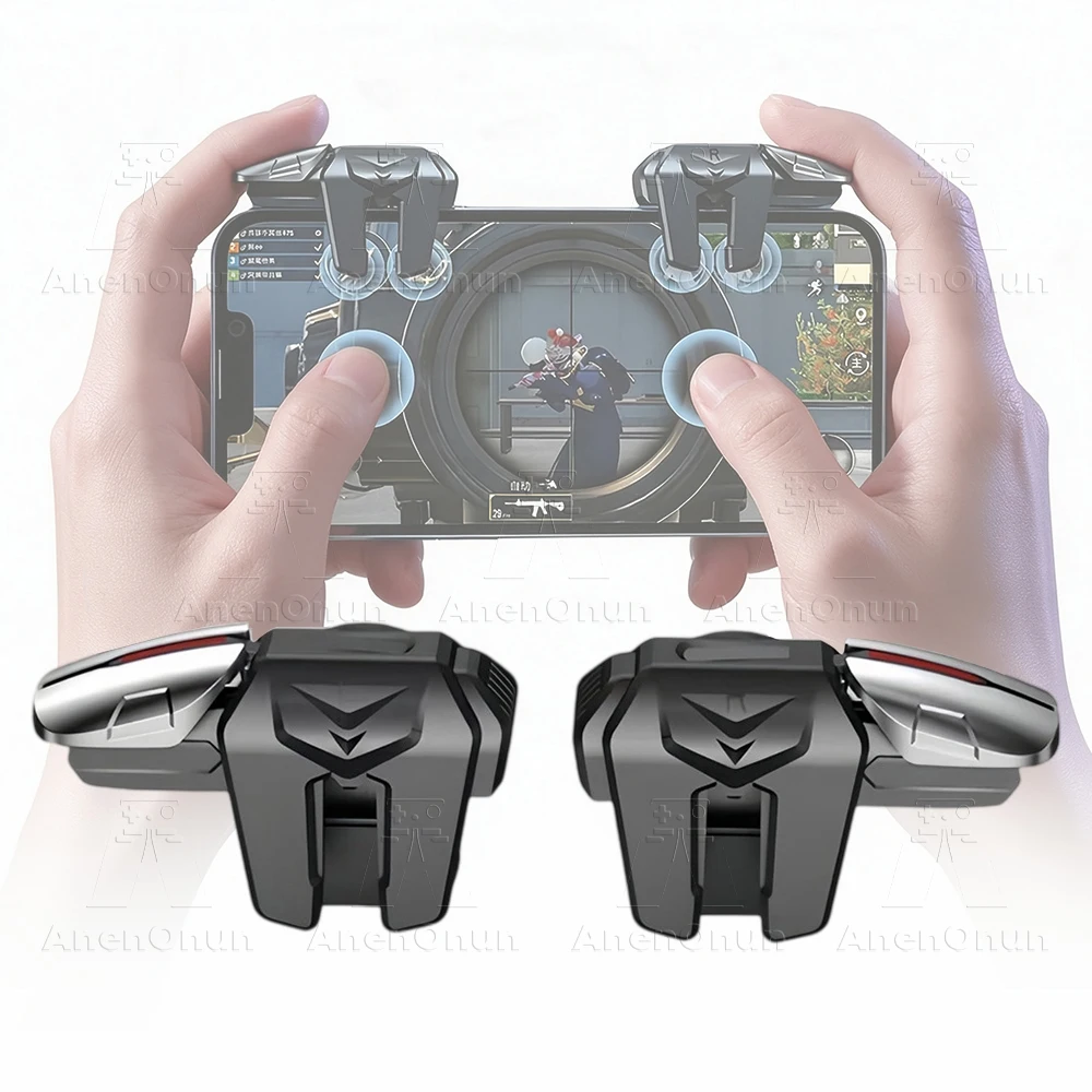 Mobile Gaming Shooter Controller for PUBG,Fortnite,COD Android/iOS Phone Six-Finger Trigger Aim & Fire L1R1 L2R2 Shoulder Button