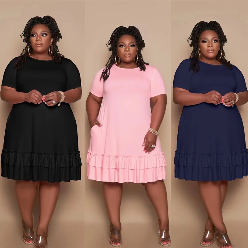 Повседневное длинное платье больших размеров для полных женщин 4XL, трикотажная круглая юбка Ne ort Sve A-Line, летнее платье для поездок на работу