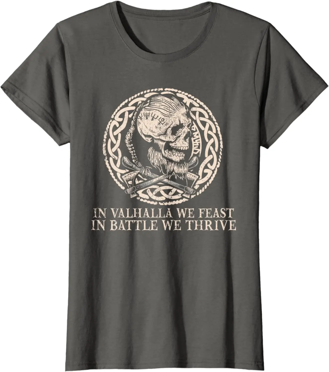 In Valhalla we feast, in we thrive -   Skull T-Shirt