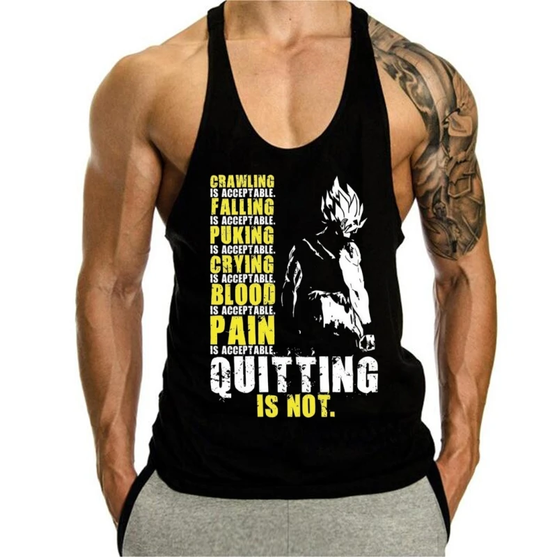 Мужской жилет-стрингер для тренировок, спортивный крой, впитывающий пот, дизайн Dragon Ball, идеально подходит для силовых тренировок и ежедневного фитнеса