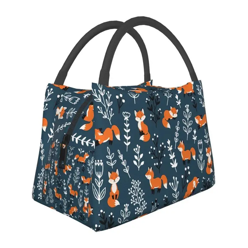 Cute Woodland Foxes Thermal Lunch Bag for Women Girls Kids Reusable Insulated Lunch Box for Work Picnic Travel School Gifts