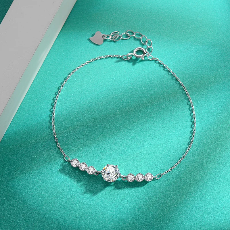 

Простой браслет из белого золота 18 карат с муассанитом 1 карат, универсальный производитель ювелирных изделий, платина Pt950, подарок на день рождения для подруги