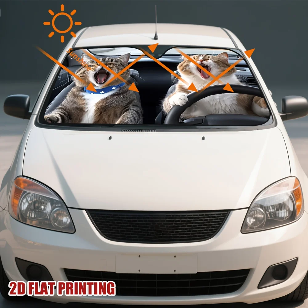 1pc Cat-Themed Sun Visor For Cars, Designed To Maintain A Pleasant And Cool Environment Inside The Vehicle During Everyday Trave