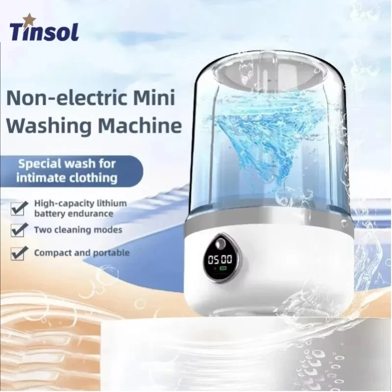 TINSOL Neue Mini Tragbare Waschmaschine USB-Aufladung Geräuscharm Vollautomatisch Unverzichtbar für Wohnheime und Reisen