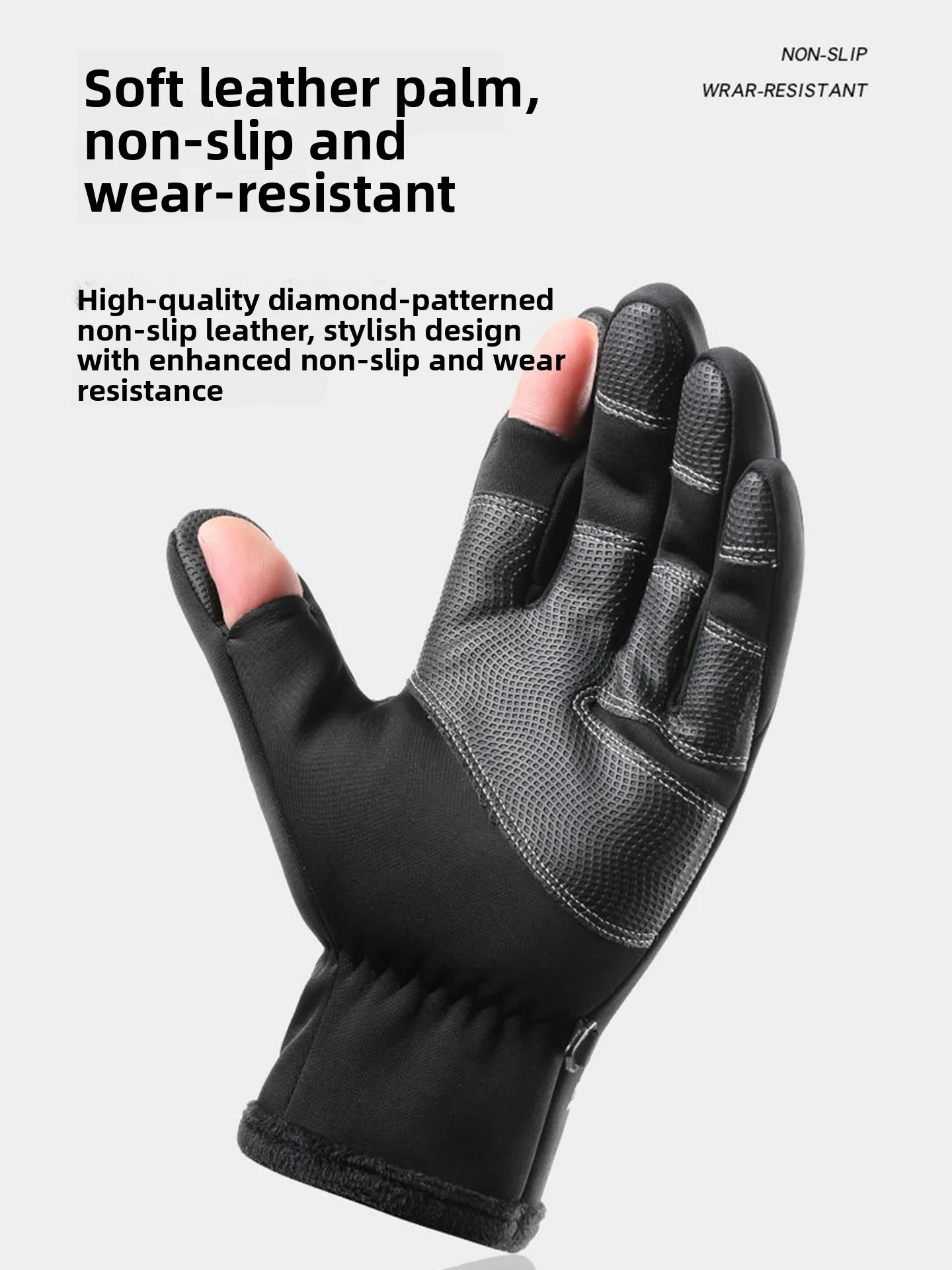 Thickened Fleece Winter Photography Gloves Outdoor Waterproof Touchscreen Anti-wind Warm Thick Non-slip Two-fingered Sports