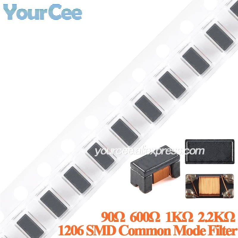 100pcs/10pcs SDCW3216 SDCW3216-2 1206 Chip Common Mode Filter Choke Coil Impedance 90R 600R 1KR 2.2KR ±25% 100MHz