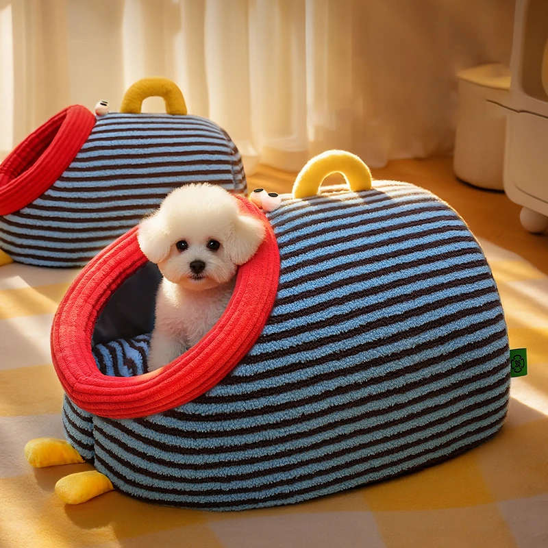 

Foldable Washable Cozy Pet House for Cats Puppy Portable Handheld Cave Sofa Design All Seasons Warm Dog Nest Accessoires Chien