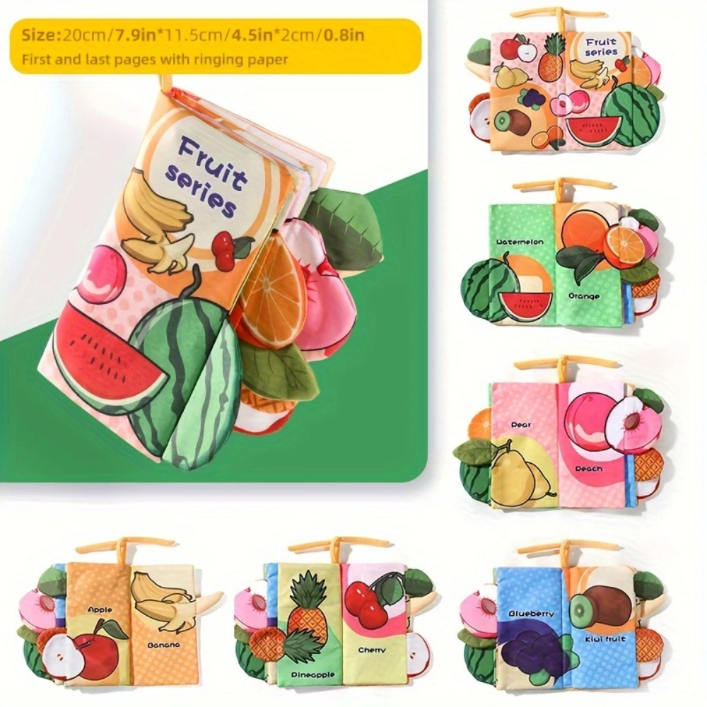 Baby Fruit Cloth Book - Colorful, Sensory Early Learning Toy with Audio & Visual Features - Perfect Christmas or Halloween Gift