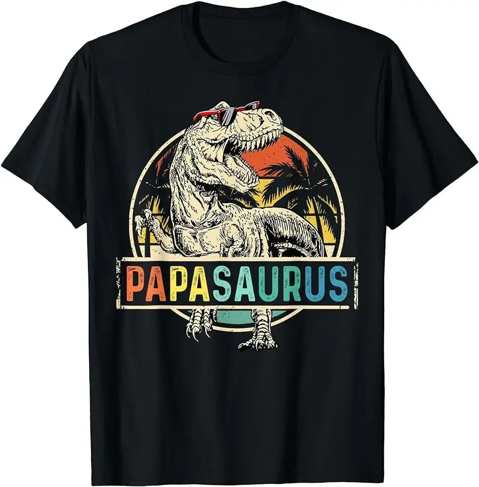 Papasaurus T Rex Papa Dinosaur Grandpa Saurus Father\'s Day T-Shirt long or short sleeves