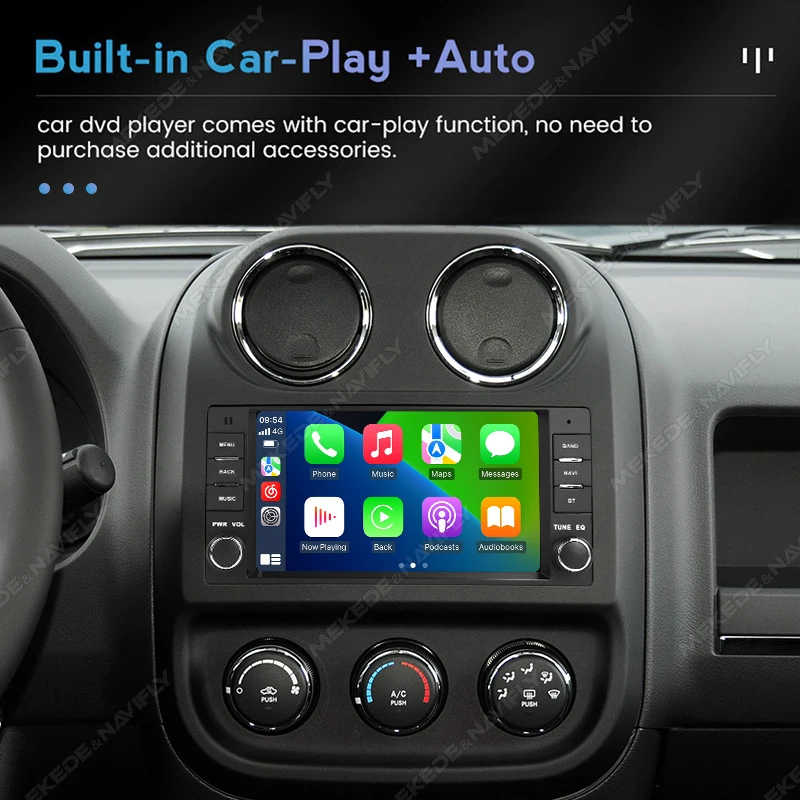 Navifly CarPlay Android Auto Car Radio For Jeep Wrangler Dodge Grand Cherokee Chrysler 300C Patriot Commander Caliber Challenger