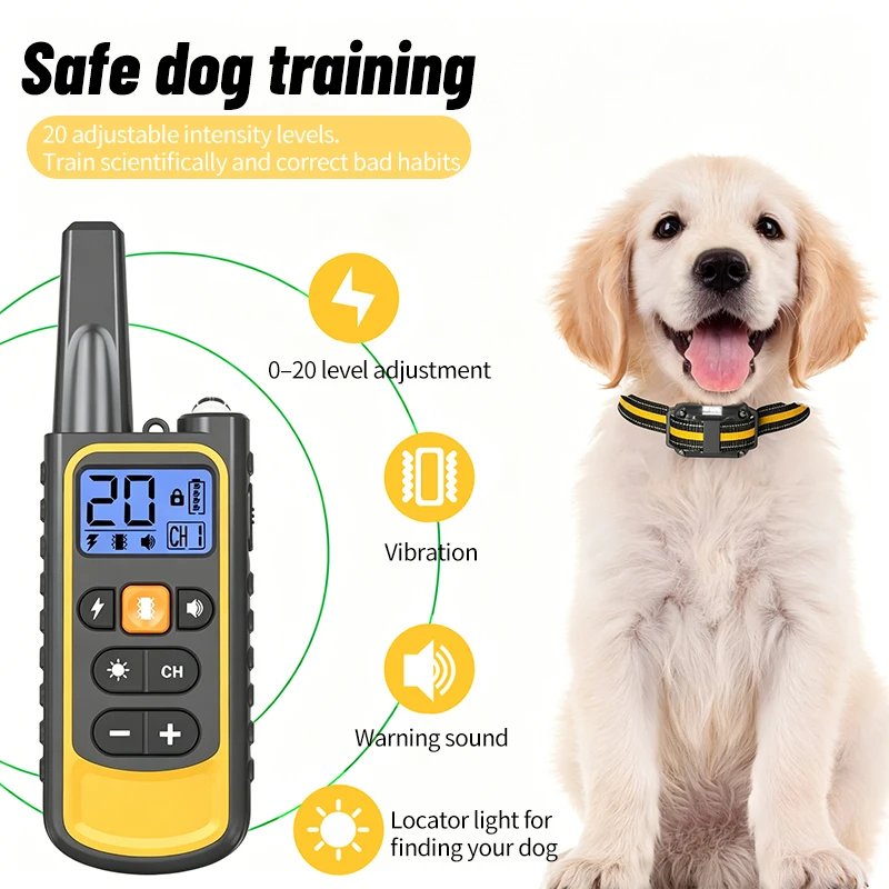 

3300Ft Electric Dog Training Collar with Remote Control IP67 Waterproof Shock Vibration Beep Rechargeable Training Collar