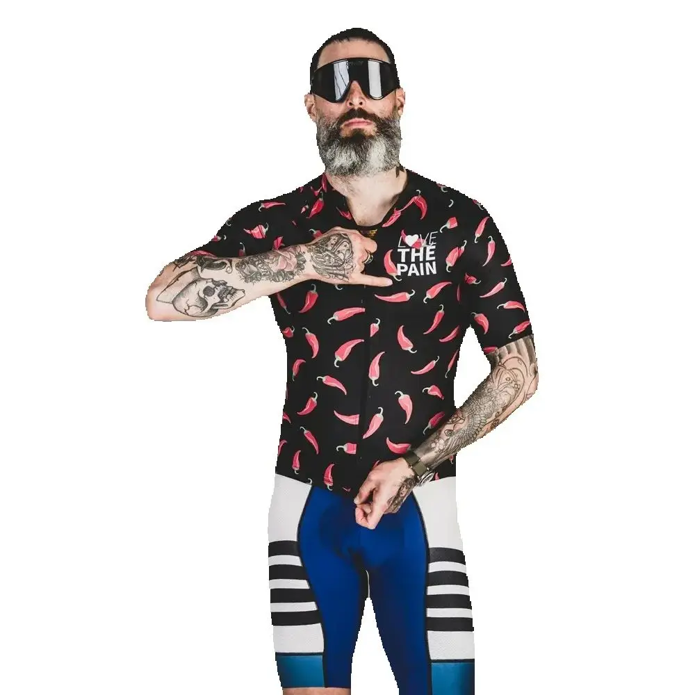 

Love The Pain Leopard Personality Мужской летний комплект из трикотажа для велоспорта, шорты-комбинезон, комплект рубашки для шоссейного велоспорта Maillot Ciclismo