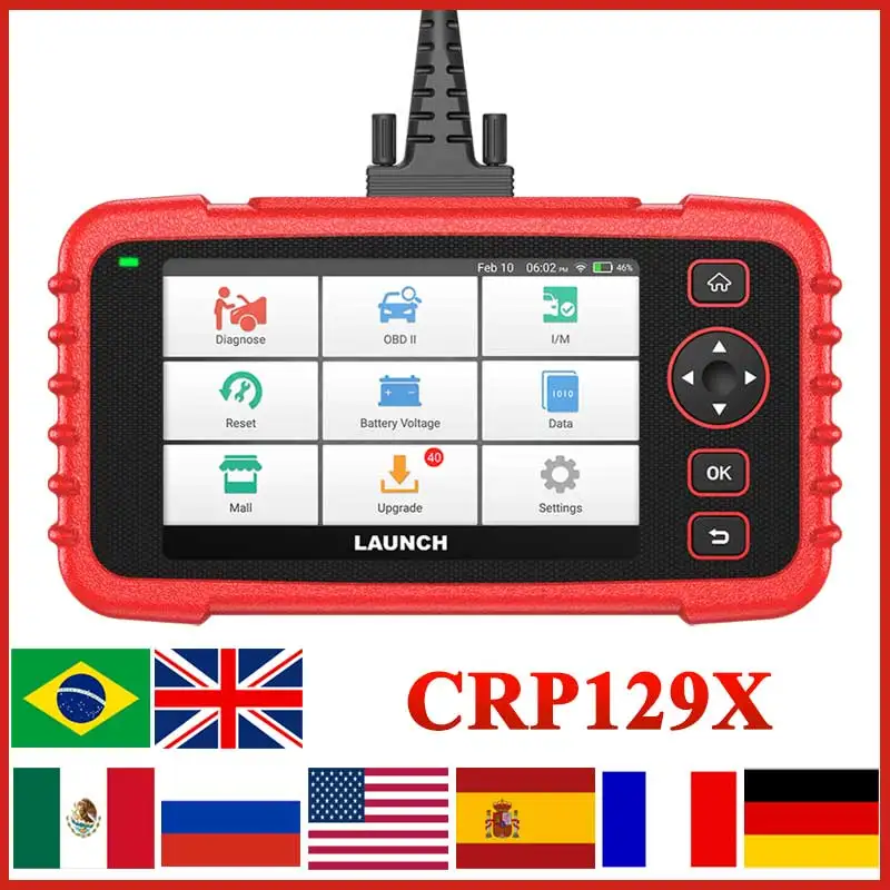 On Sale - LAUNCH CRP129X Diagnostic Tools Automotive OBDII Scanner OBD2 Scan Tools Four Systems Diagnosis obd2 Code Reader