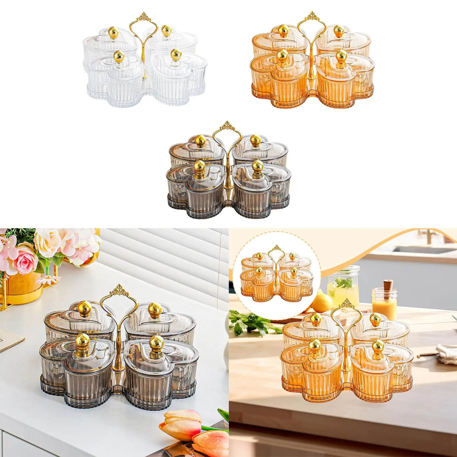 Luxury Divided Serving Tray with Metal Rack for Buffet Relish Trays and Sweet Table Accessories