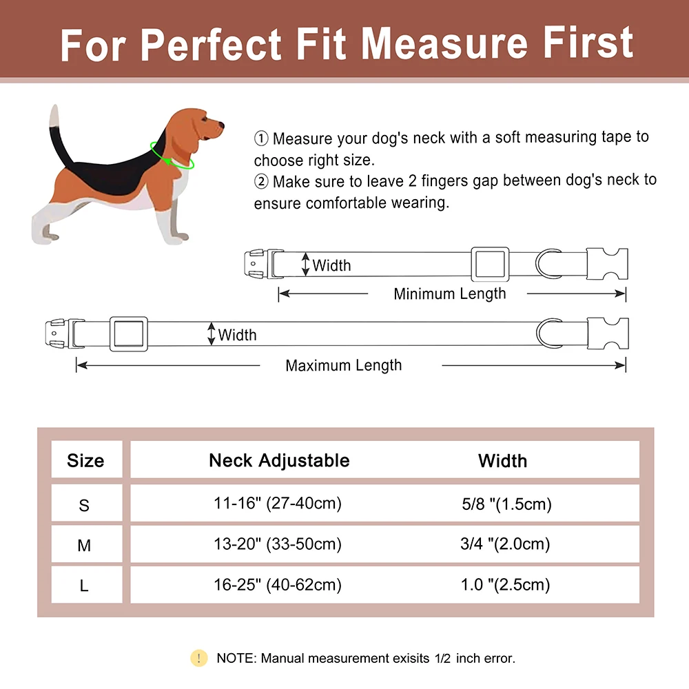 Personalized Nylon Dog Collar Reflective Dog Collars  Free Custom Pet ID Collar Adjustable for Small Medium Large Dogs Chihuahua