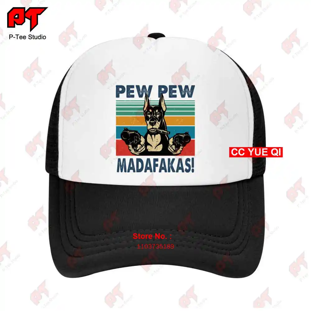 Doberman Dog Pew Madafakas Dog Gangster With Gun Baseball Caps Truck Cap B6DI