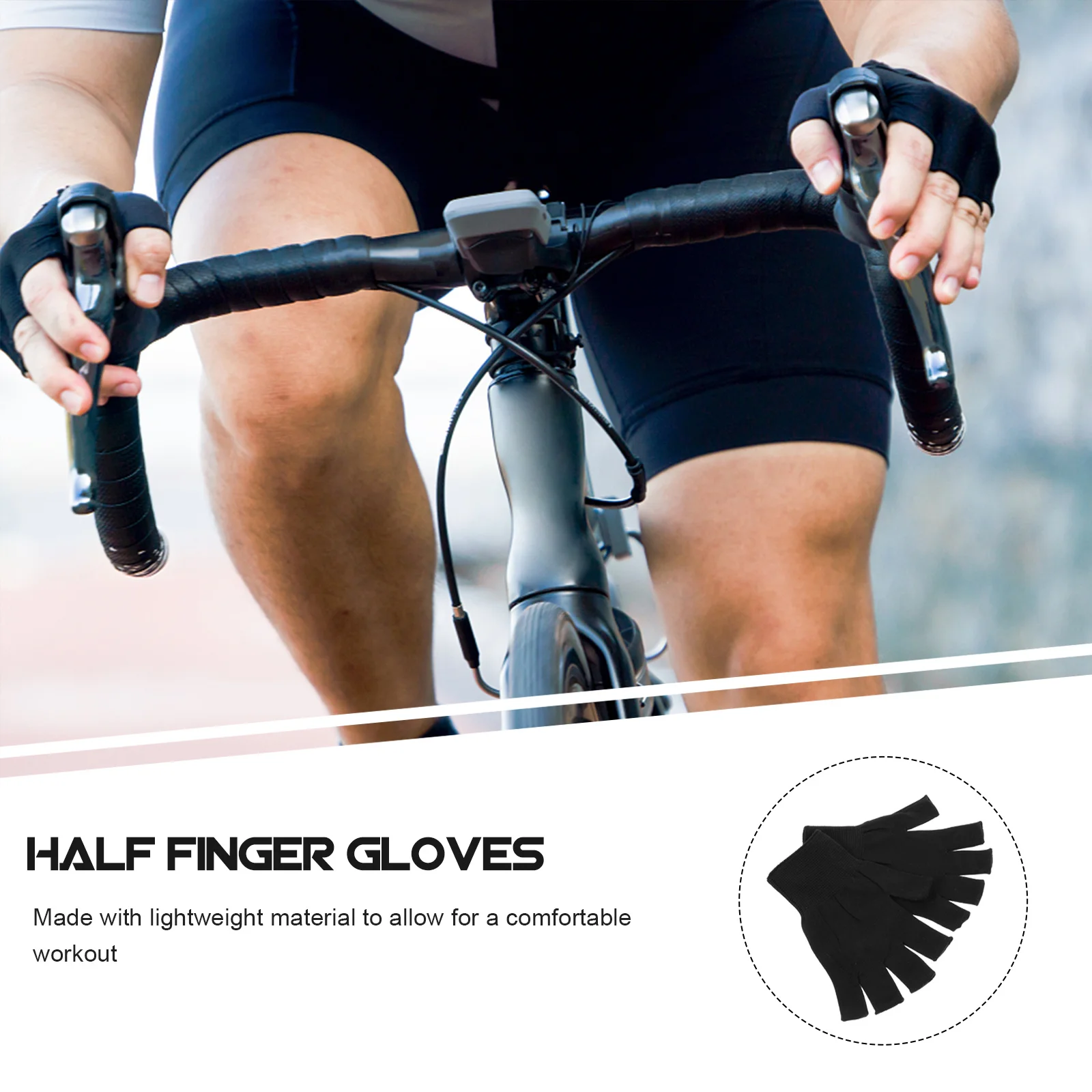 

Black Half Finger Uv Protection Gloves Lightweight Stretchy Sunblock Gloves for Outdoor Driving Cycling Climbing