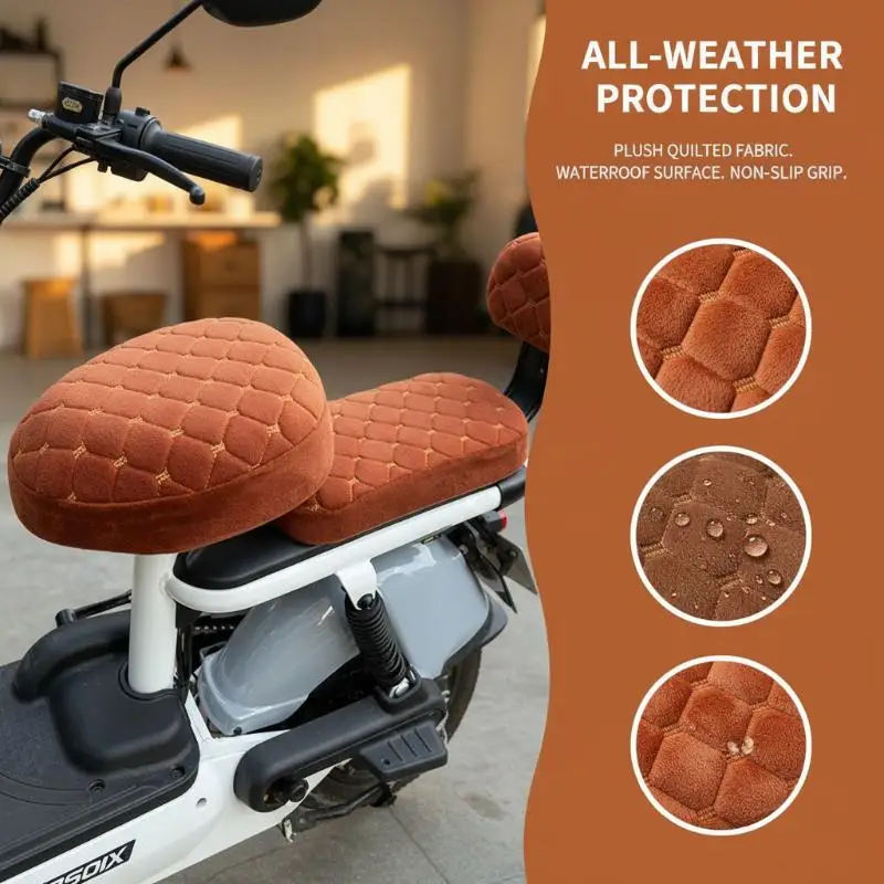 Electric Bicycle Seat Cover Thickening Cushion Universal Fit for Bike Scooter Waterproof Soft Padding for Daily Commute