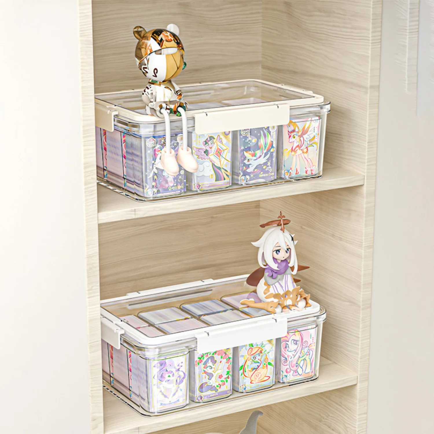 

Card Organizer Box Large Transparent Acrylic Storage Box with Lid for Game Card Waterproof Dustproof Idol Card Storage Box