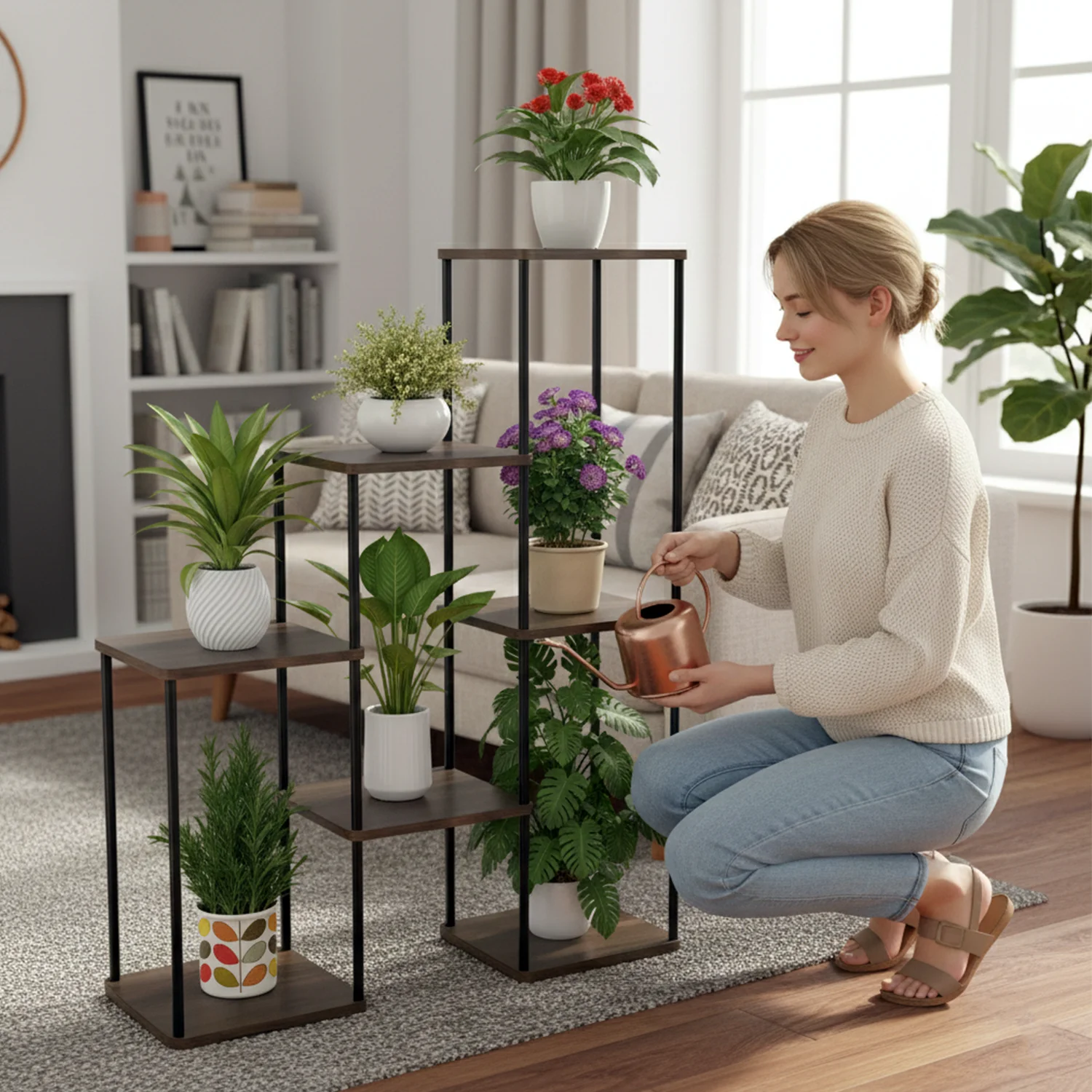 Mehrstöckiger Multifunktionaler Pflanzenständer, Blumentopfhalter, Robust und Verstellbar, Geeignet für Verschiedene Standorte wie Innenräume, Balkone und Gärten. – Detail 9