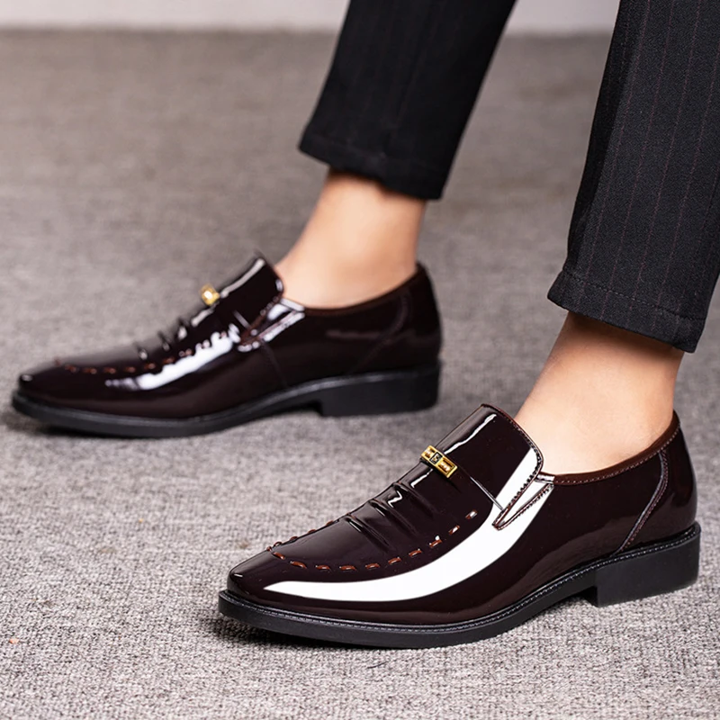 Patent Leather Men Shoes Slip On Oxfords for Male Wedding Party Office Work Shoes Plus Size Classic Business Casual Fashion Shoe