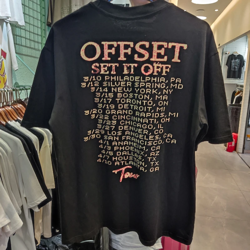 2024 Street OFFSET T-shirt Skull Pattern Behind Letter Printed High Quality Pure Cotton Leisure All-match Offset Short Sleeve