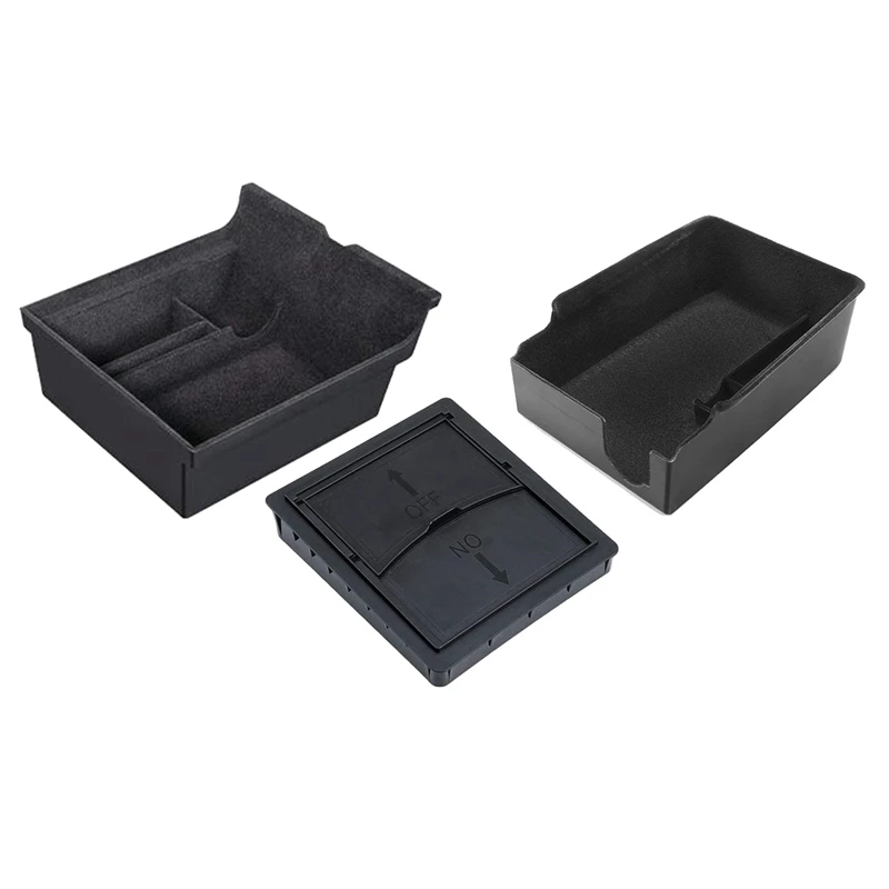 

6PCS Center Console Organizer Tray Fit For 2021 Tesla Model 3/Y Armrest Cubby Drawer Storage Box Accessories (Flocking)