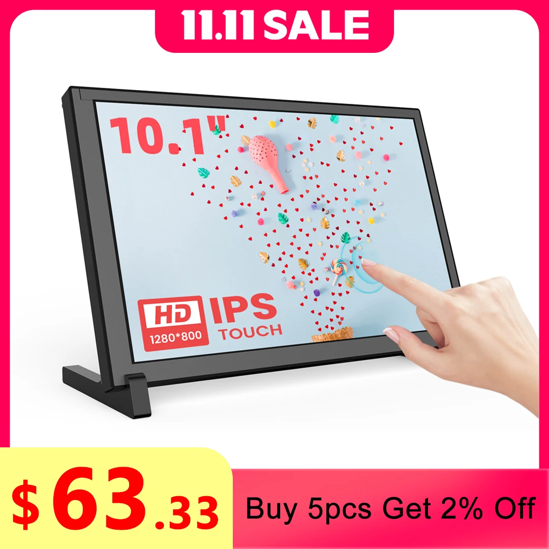 

Монитор Eyoyo с емкостным сенсорным экраном 10,1 дюйма, портативный 1280x80 0 IPS дисплей для Raspberry Pi Plug And Play, совместим с Win 8/10, портативный монитор, монитор 10 дюймов