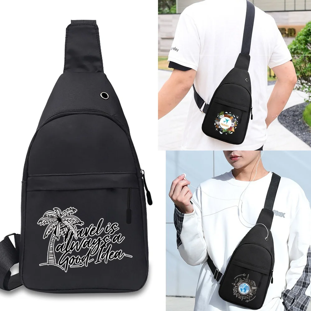 

Fashion Shoulder Chest Bag Waist Pack Messenger Pack Print Global Trave Pattern Multifunction Crossbody Travel Sling Bag