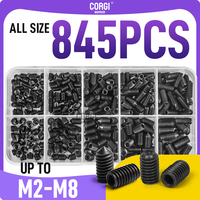 Up to 845 Set Screws Assortment Kit Metric M2 M2.5 M3 M4 M5 M6 M8 Wholesale Cup/Cone Point Head Socket Hex Alloy Steel Screws