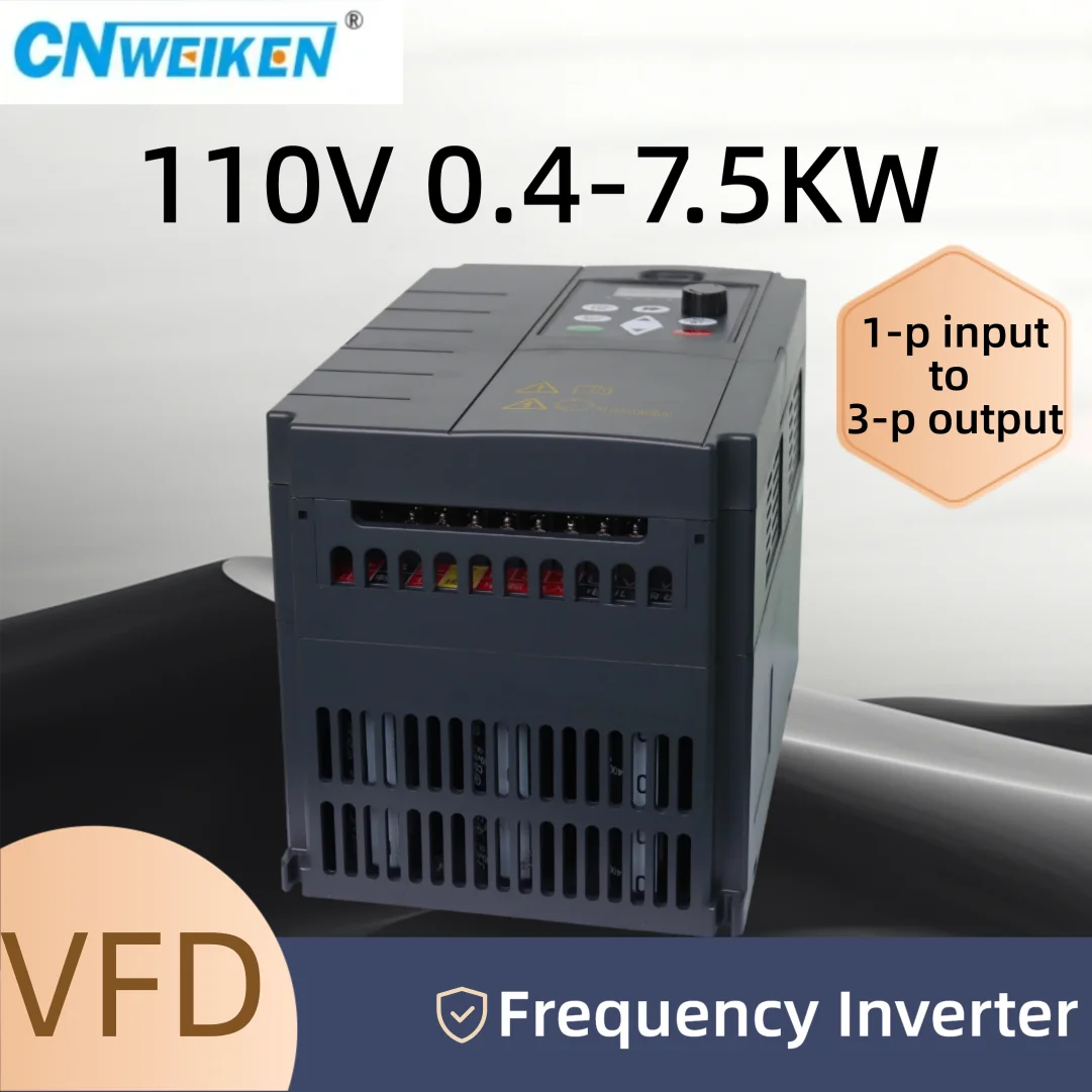 110V Variable Frequency Converter Inverter 0.4/0.55/0.75/1/1.5/2.2/4/5.5/7.5 Motor Speed Controller 1P 110V input 3P 110V output