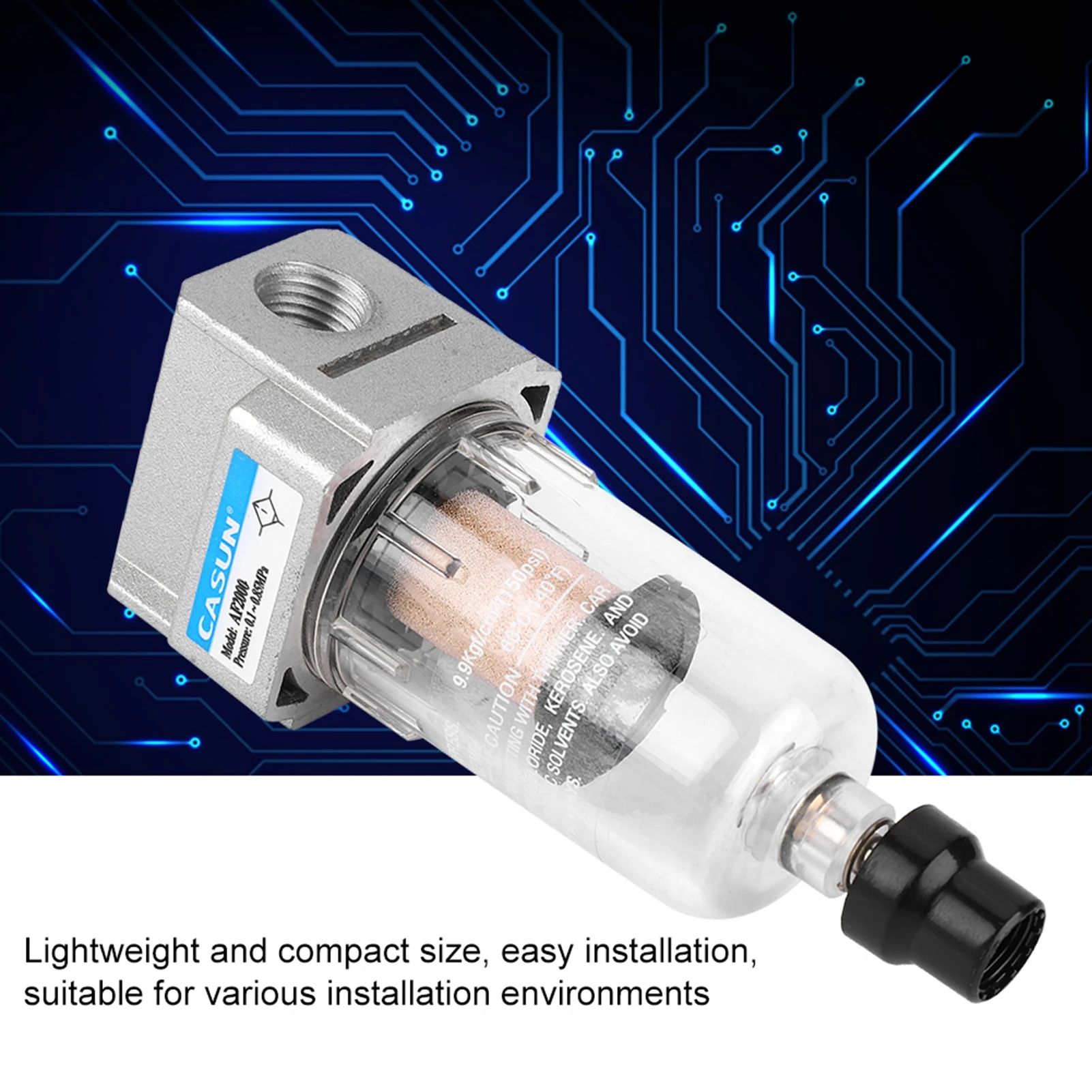 

Воздушный фильтр для компрессора, сменный фильтр AF2000-02 G1/4", фильтр от частиц для компрессора с автоматическим дренажем