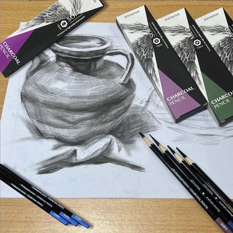 

12pcs Sketch Charcoal Pen Soft/medium/hard/extremely Soft Not Easy To Break for Sketching Practice Art Creation Clothing Design