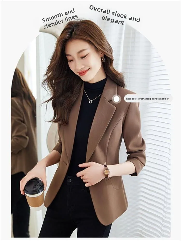 Women's Faionable Versatile Spring Autumn Light Maturi Sle Small Size Suit Ele Top High End Women's Suit Jaet