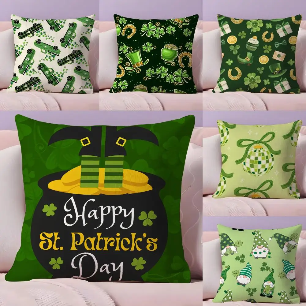 

Милый чехол для подушки ко Дню Святого Патрика, плюшевая ткань, мягкий двусторонний диван с принтом, теплая зимняя домашняя подарочная наволочка
