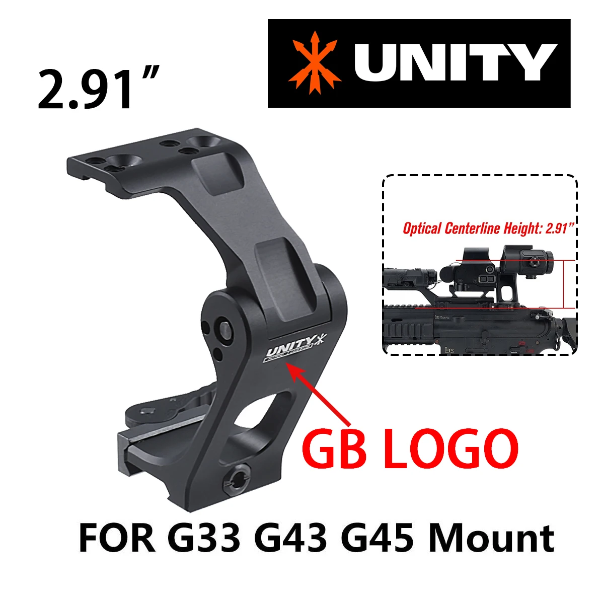 2.26'' 2.91'' Tactical UNITY Riser Mount FAST FTC Magnifier Mount Fit 20mm Picatinny Rail Optical Height Mount For G33 G43 G45 image 3