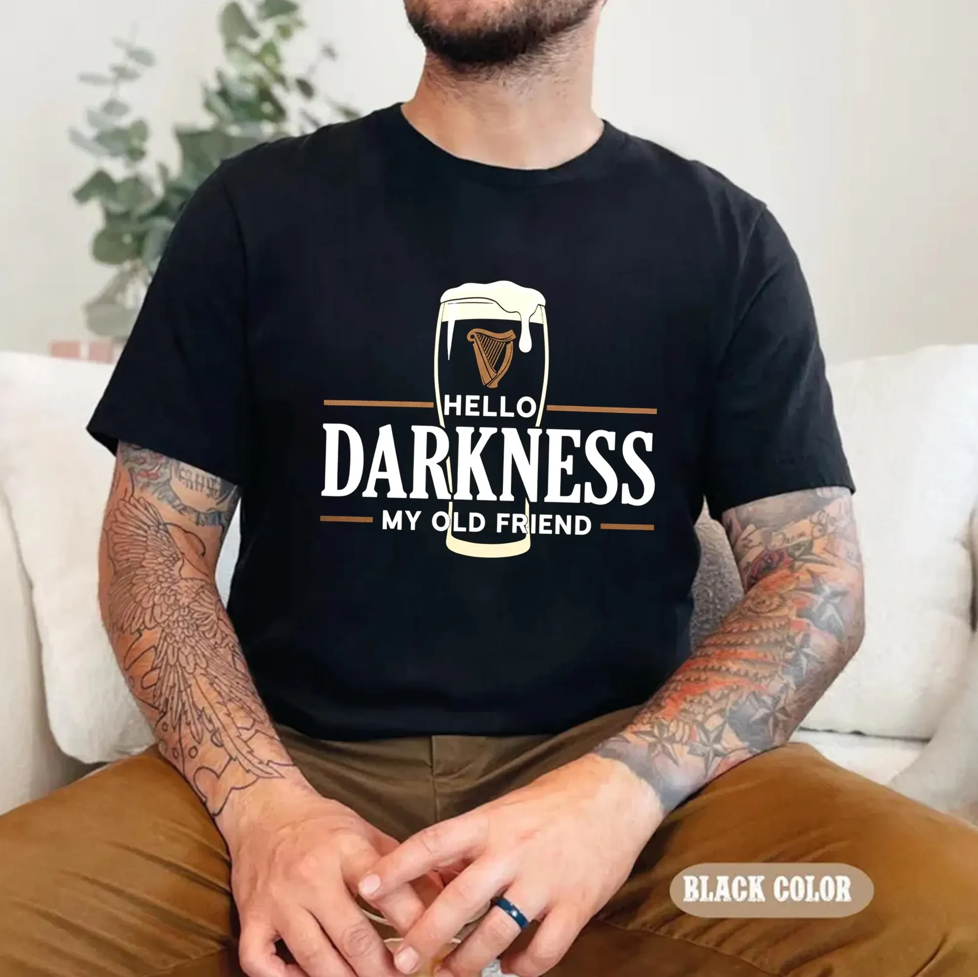 Hello Darkness My Old Friend Men's T-shirt Summer Tracksuit O-neck Short-sleeved Sportswear Casual Cotton Top Fashion Streetwear