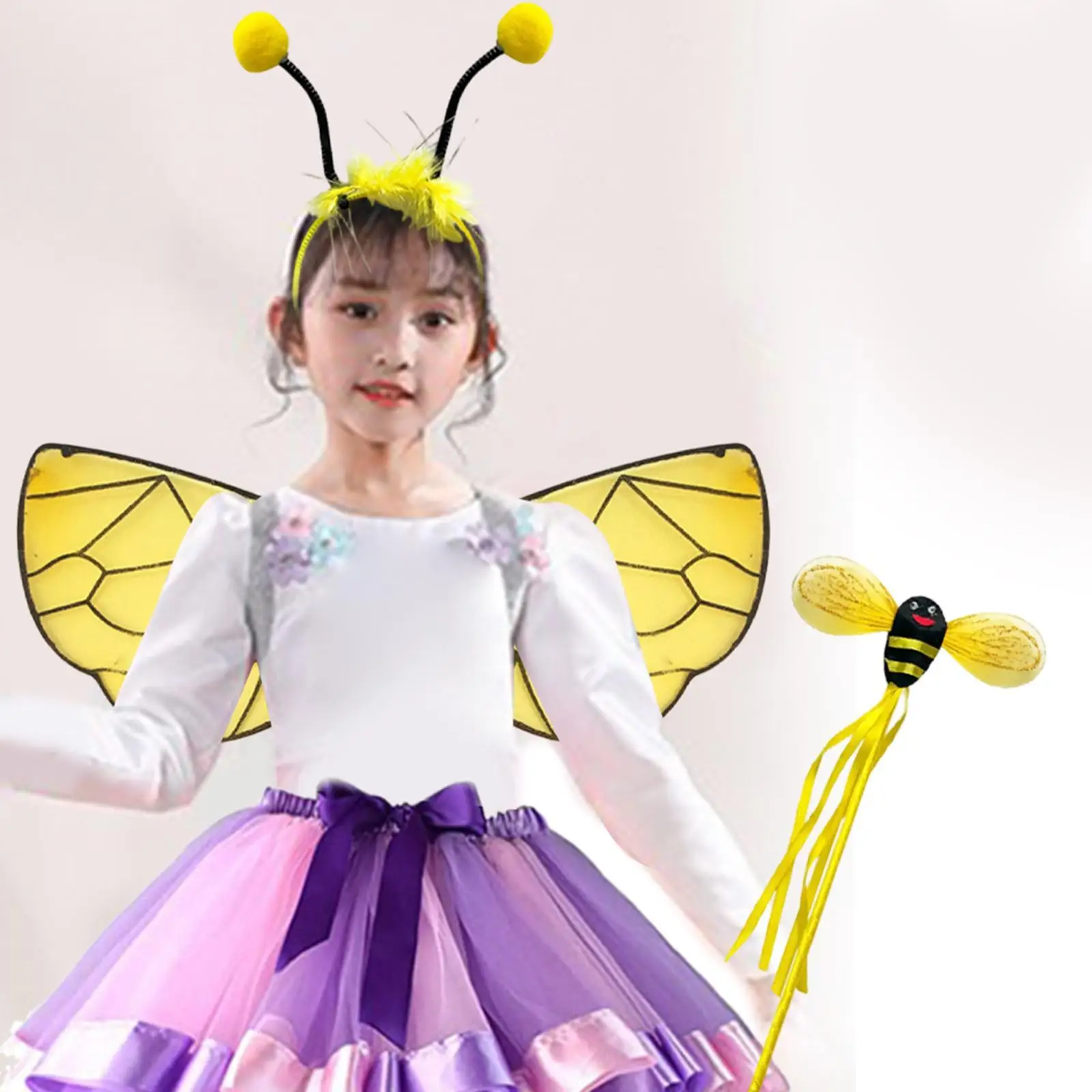 

Костюм с крыльями пчелы для Хэллоуина, удобный тканевый наряд, уникальное украшение для взрослых и детей, для праздничных ролевых игр