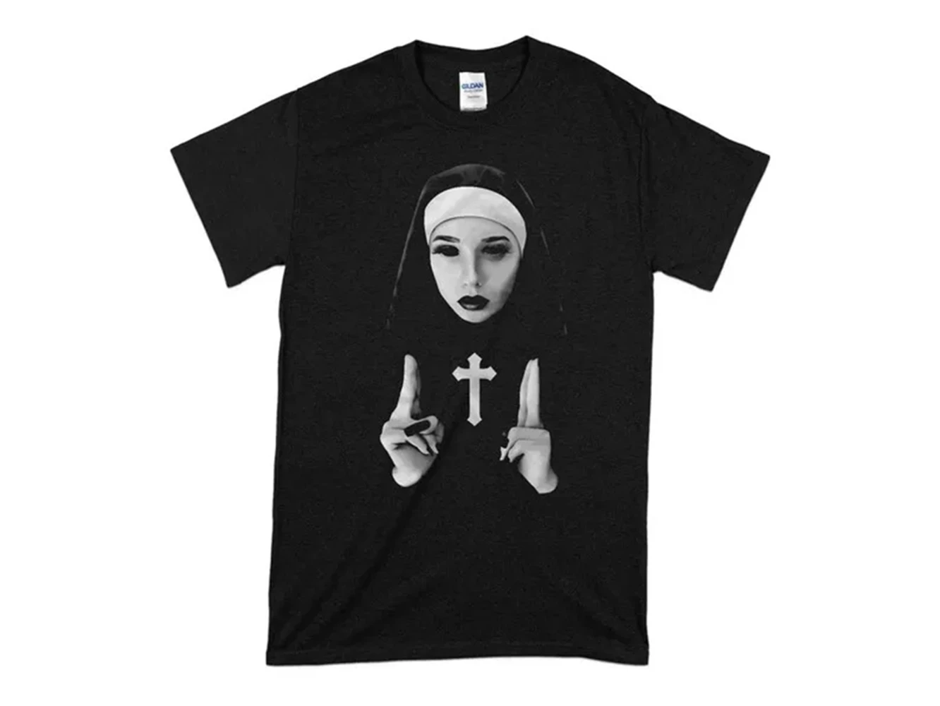 Horror Unholy Nun T-Shirt Men Women 100% Cotton Plus Size Oversized Summer Printed Casual Streetwear O-Neck Unisex Tees 43001