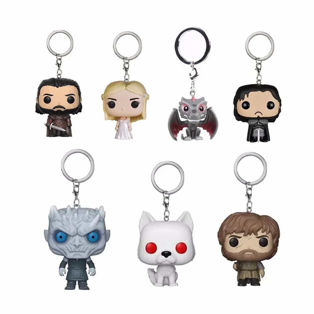 Funko Game Davos Daenerys Ghost Night King Throne White Walker Drogon JON SNOW Action Figure Toys Collection Model Keychain Gift