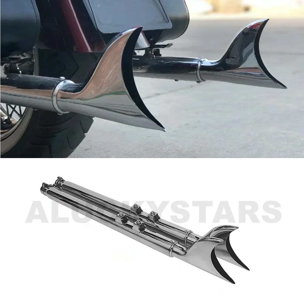Fishtail Exhaust Slip Ons Muffler Exhaust Pipe For Harley Touring  Electra Glide Road King CVO Street Glide Road Glide 97-24