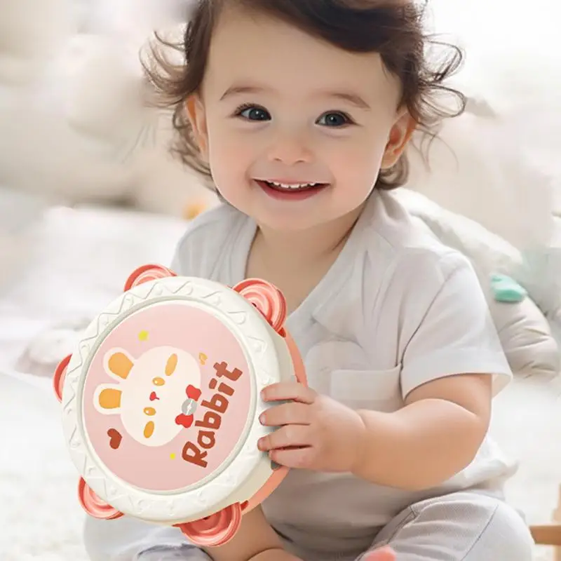 Handheld Tambourine Kids Cute Animal Pattern Hand Held Tambourine Drum Educational Musical Instrument For Children Kids Games