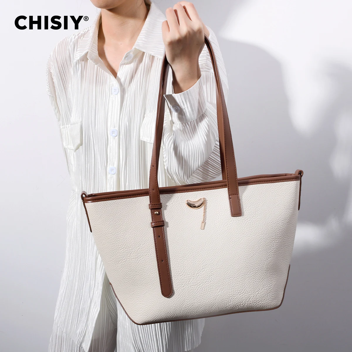 1 pc CHISIY Original Handmade Tote Bag,Shoulder Bag,Clutch,Spring, Summer Beige Bag,White Bag,Chic Affordable Functional