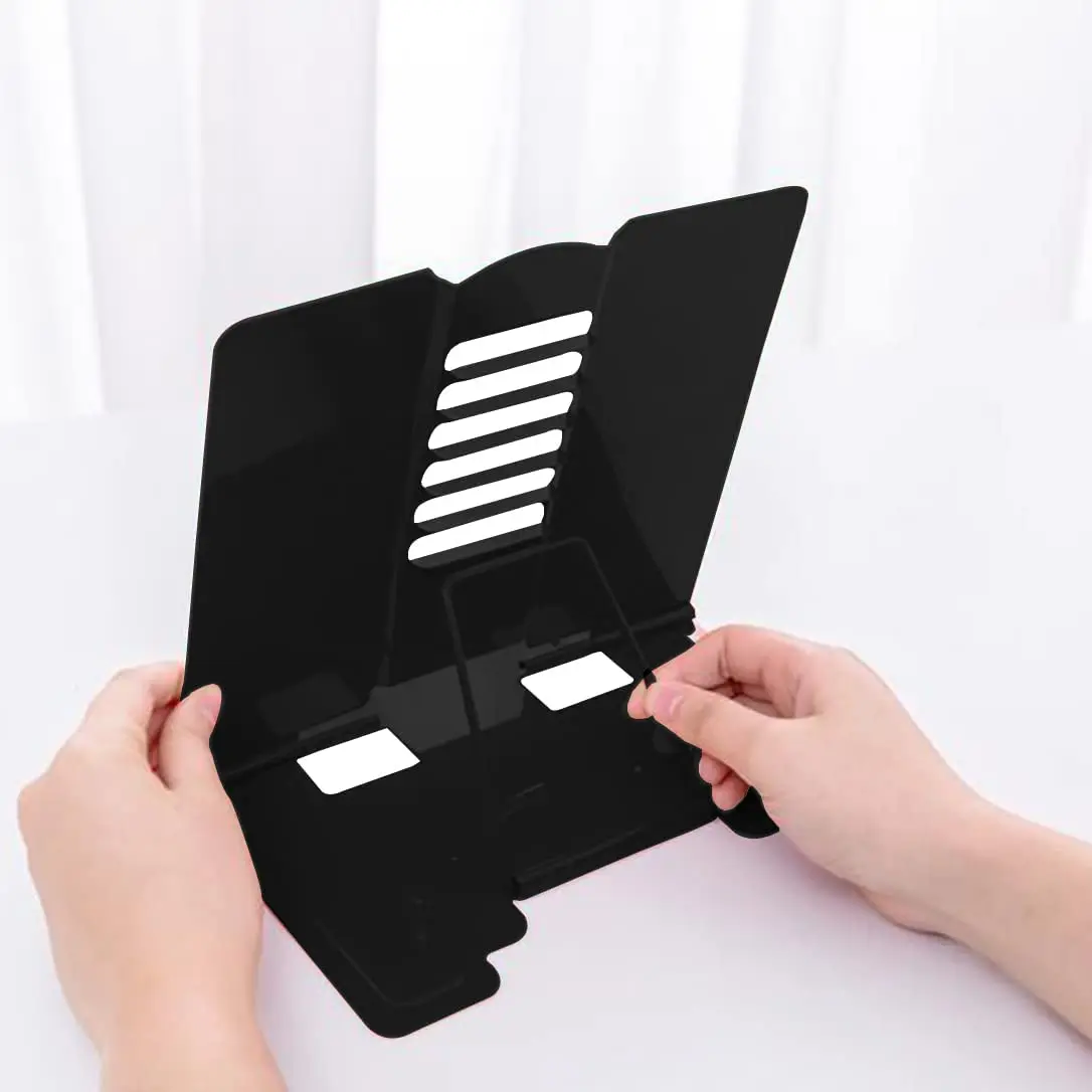 Desk Book Stand Metal Reading Rest Book Holder Adjustable Cookbook Documents Holder Portable Sturdy Bookstands for Recipes Textb